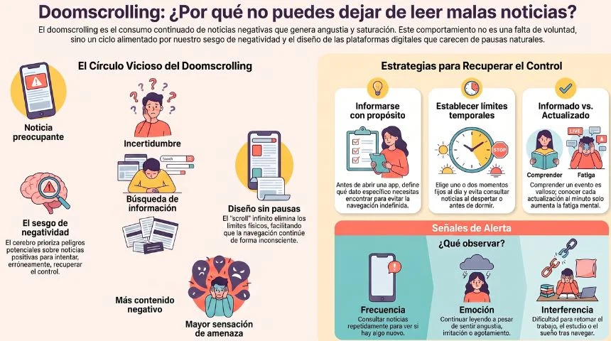 El círculo del doomscrolling y estrategias para recuperar el control